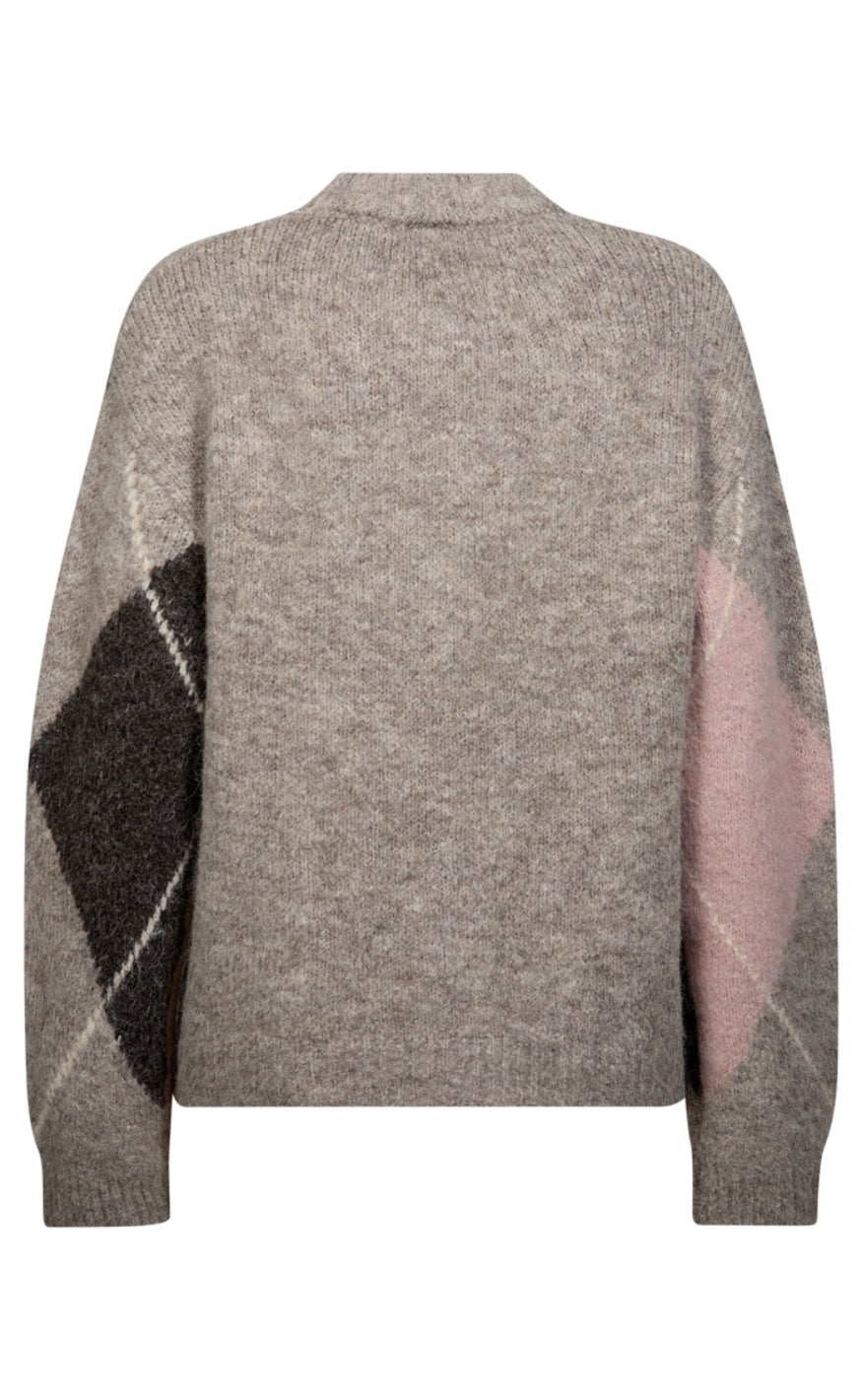 Freequent Genser - Grslulu Argyle - Desert Taupe Mel w. Pale M Mel.